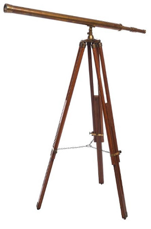 Telescopio Antiguo con Trípode de Madera